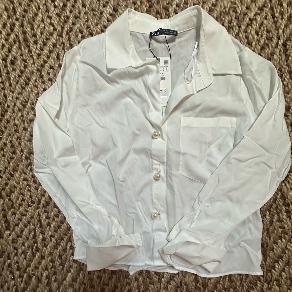Zara pearl button shirt